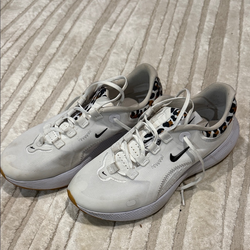 Nike White and Leopard Accent Sneakers